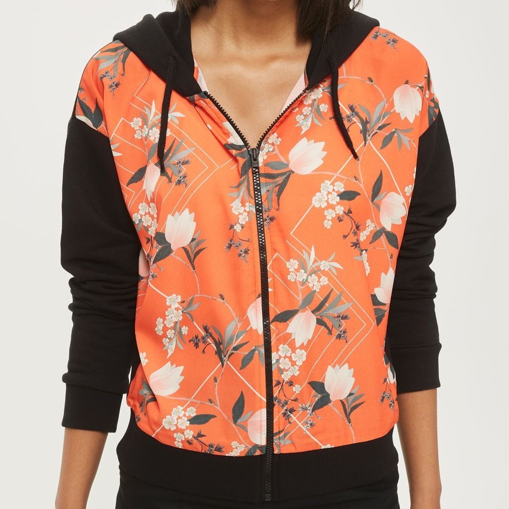 Topshop Woven Kimono Insert Hoodie